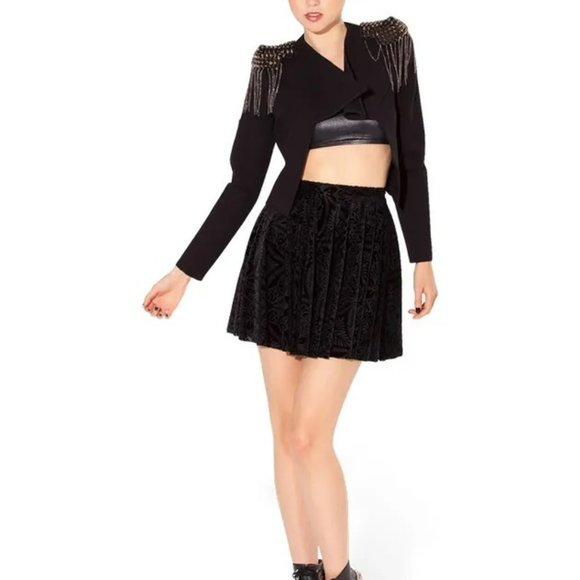 Black Milk Burned Velvet skater skirt - Picture 2 of 6